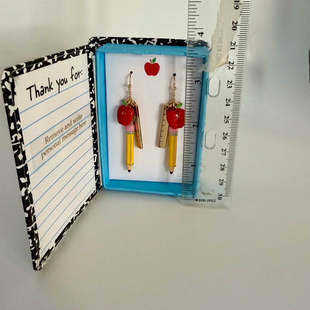 Apple & Pencil Earrings in Gift Box - Teacher Appreciation Gift - Picture 8 of 10